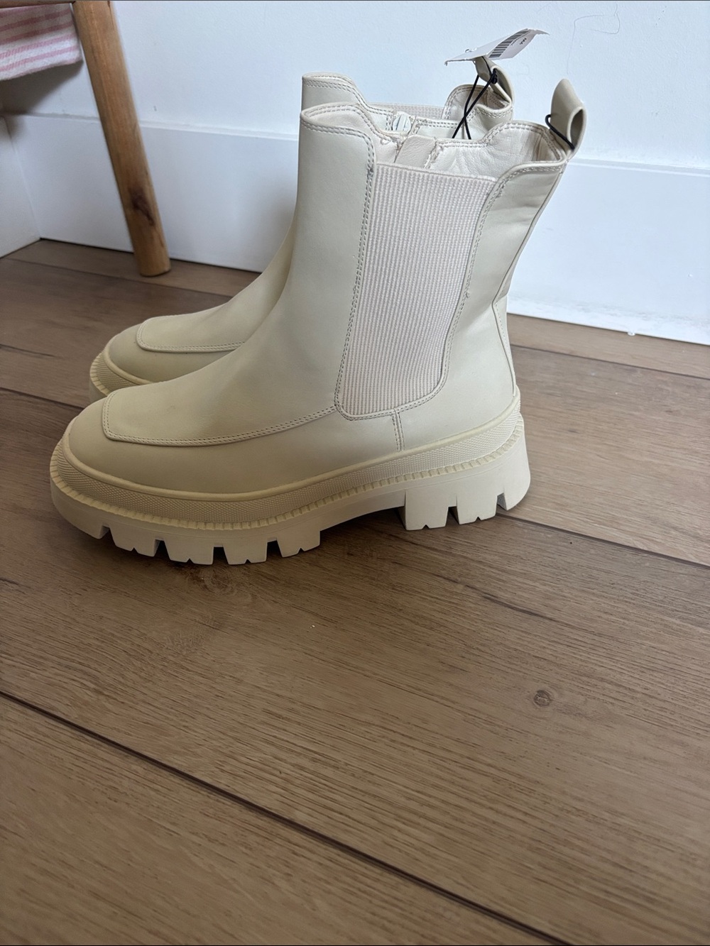 Lane Bryant Cream Platform Chelsea Lug Boots